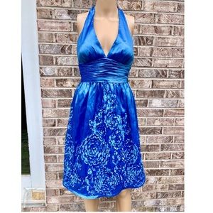 Bright Blue Adrianna Papell Rosette Formal Dress
